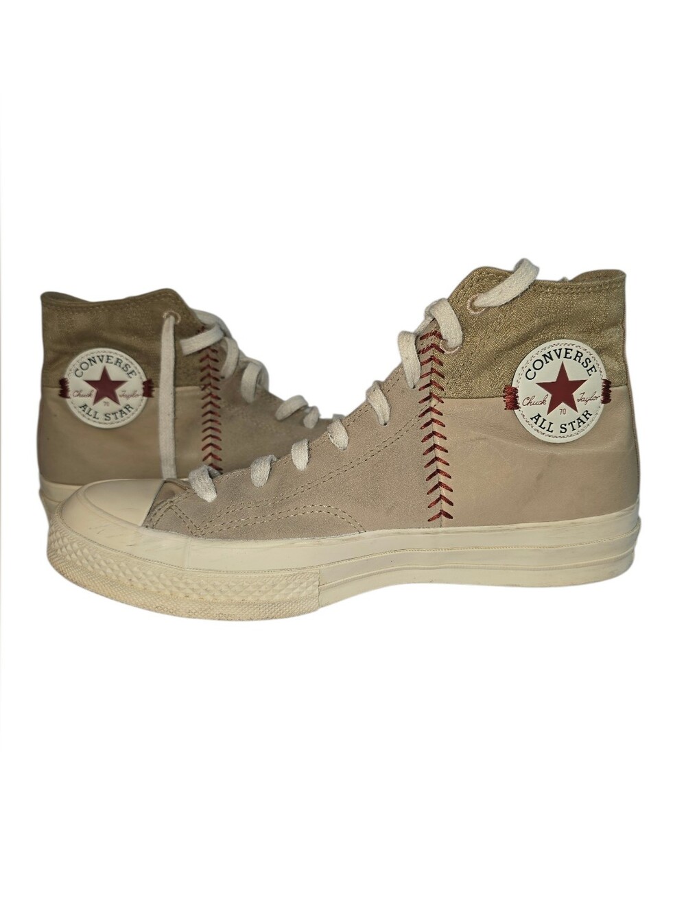 Converse Chuck 70 Crafted Mixed Material High Nomad Khaki Red Baseball Stitch